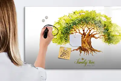 Magnetisk skrivetavle med motiv af et slægtstræ