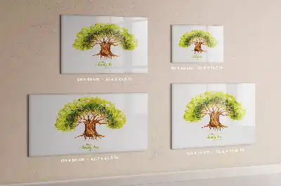Magnetisk skrivetavle med motiv af et slægtstræ