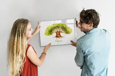 Magnetisk skrivetavle med motiv af et slægtstræ