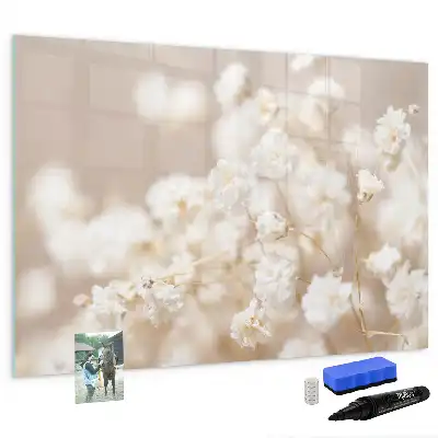 Magnetisk tegnetavle med små hvide blomster