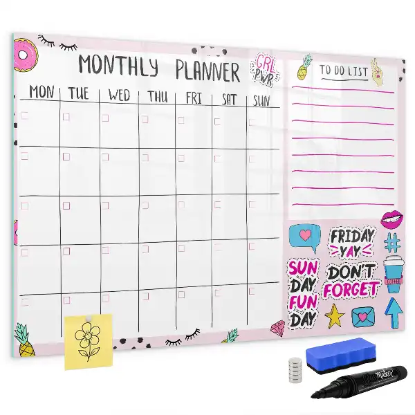 Månedsplanner magnetisk skrivetavle