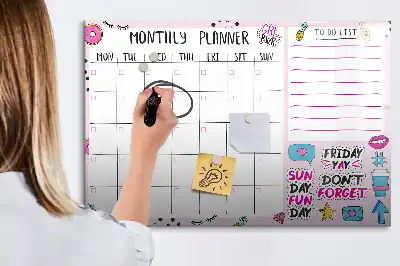 Månedsplanner magnetisk skrivetavle