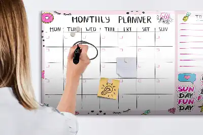 Månedsplanner magnetisk skrivetavle