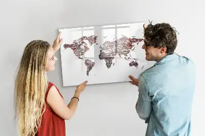 Magnetisk skrivetavle med motiv af verdenskort på mursten