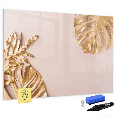 Magnetisk skrivetavle med motiv af gyldne tropiske blade