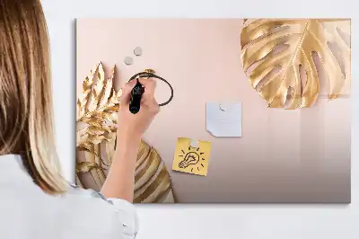 Magnetisk skrivetavle med motiv af gyldne tropiske blade