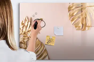 Magnetisk skrivetavle med motiv af gyldne tropiske blade