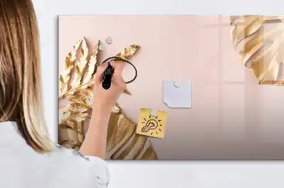 Magnetisk skrivetavle med motiv af gyldne tropiske blade