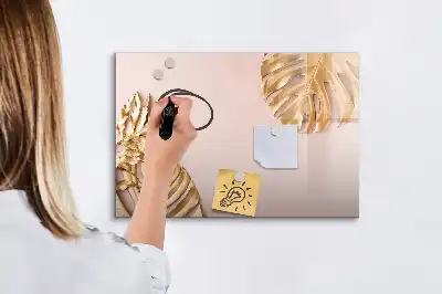 Magnetisk skrivetavle med motiv af gyldne tropiske blade