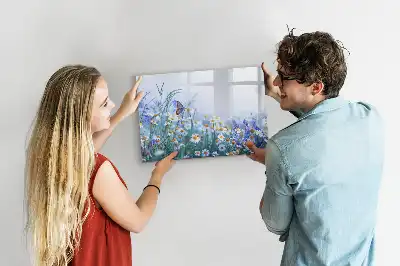 Magnetisk skrivetavle med motiv af sommerfugl på engen