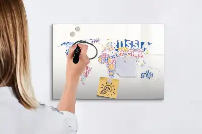 Magnetisk verdenskorttavle til at tegne på med landegrænser