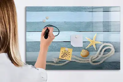 Magnetisk skrivetavle med motiv af planter og muslingeskaller