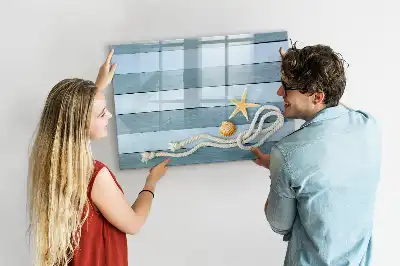 Magnetisk skrivetavle med motiv af planter og muslingeskaller