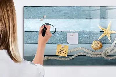 Magnetisk skrivetavle med motiv af planter og muslingeskaller