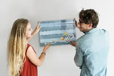 Magnetisk skrivetavle med motiv af planter og muslingeskaller