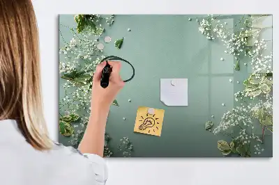 Magnetisk tegnetavle med motiv af subtile blomster