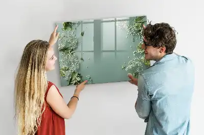 Magnetisk tegnetavle med motiv af subtile blomster