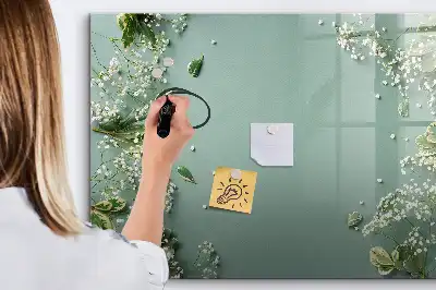 Magnetisk tegnetavle med motiv af subtile blomster