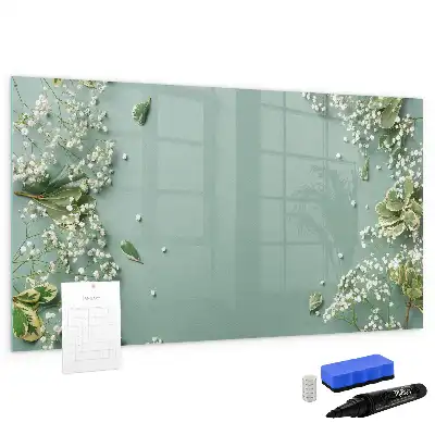 Magnetisk tegnetavle med motiv af subtile blomster