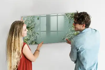 Magnetisk tegnetavle med motiv af subtile blomster