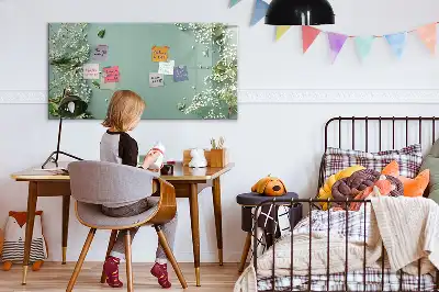 Magnetisk tegnetavle med motiv af subtile blomster