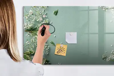 Magnetisk tegnetavle med motiv af subtile blomster
