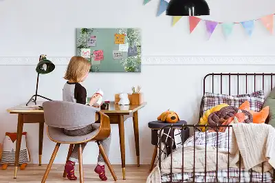 Magnetisk tegnetavle med motiv af subtile blomster