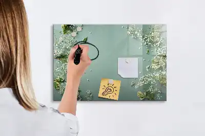 Magnetisk tegnetavle med motiv af subtile blomster