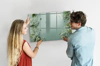 Magnetisk tegnetavle med motiv af subtile blomster