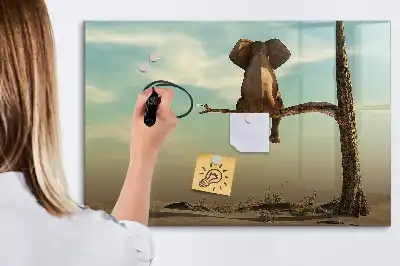 Magnetisk skrivetavle med elefant på træet motiv