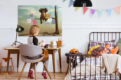 Magnetisk skrivetavle med elefant på træet motiv
