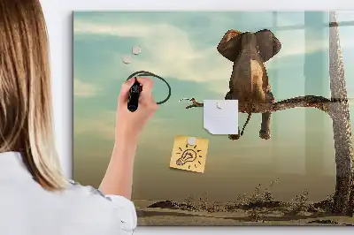Magnetisk skrivetavle med elefant på træet motiv