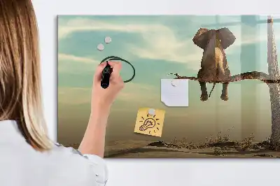 Magnetisk skrivetavle med elefant på træet motiv