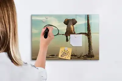 Magnetisk skrivetavle med elefant på træet motiv