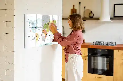 Magnetisk tegnetavle med motiv af verdenskort med dyr