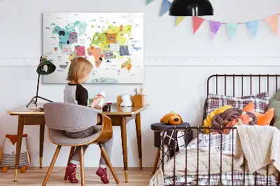Magnetisk tegnetavle med motiv af verdenskort med dyr