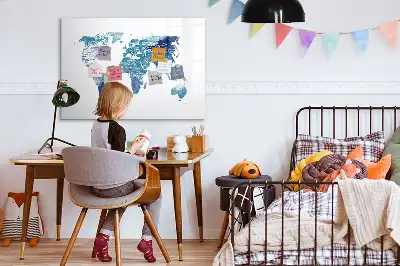 Verdenskort magnetisk skrivetavle