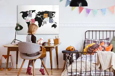 Magnetisk skrivetavle Sort verdenskort