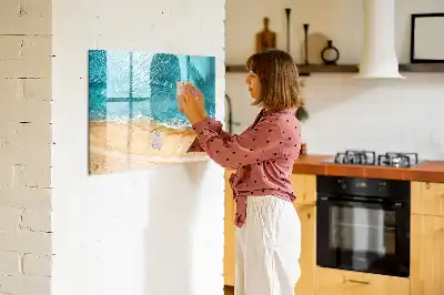Magnetisk tegnetavle med motiv af mennesker på stranden