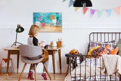 Magnetisk tegnetavle med motiv af mennesker på stranden