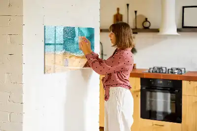 Magnetisk tegnetavle med motiv af mennesker på stranden