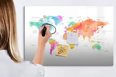 Magnetisk verdenskorttavle til at tegne på