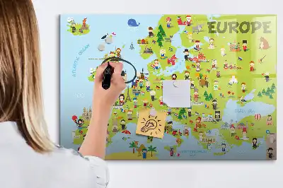 Magnetisk verdenskort med flag magnetisk tavle til at tegne på
