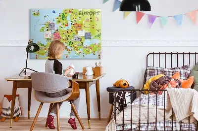 Magnetisk verdenskort med flag magnetisk tavle til at tegne på