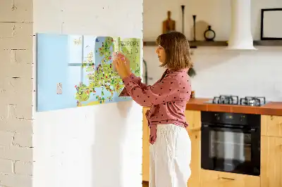 Magnetisk verdenskort med flag magnetisk tavle til at tegne på