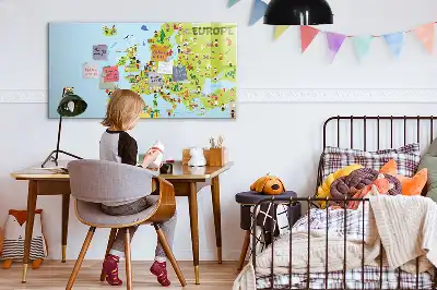 Magnetisk verdenskort med flag magnetisk tavle til at tegne på