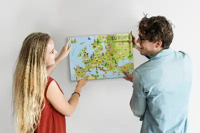 Magnetisk verdenskort med flag magnetisk tavle til at tegne på