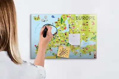 Magnetisk verdenskort med flag magnetisk tavle til at tegne på