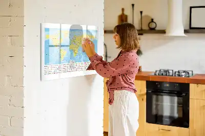 Magnetisk skrivetavle med verdenskort-motiv