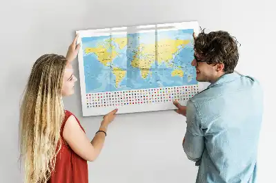 Magnetisk skrivetavle med verdenskort-motiv